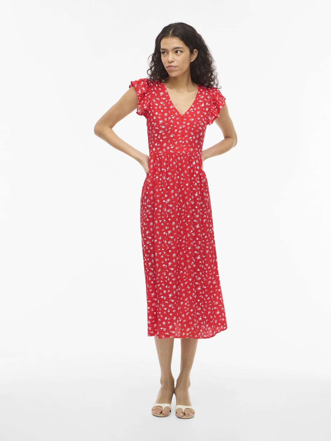 VIHIBIKI Midi Dress - Hibiscus - VERO MODA & VILA Bergvik